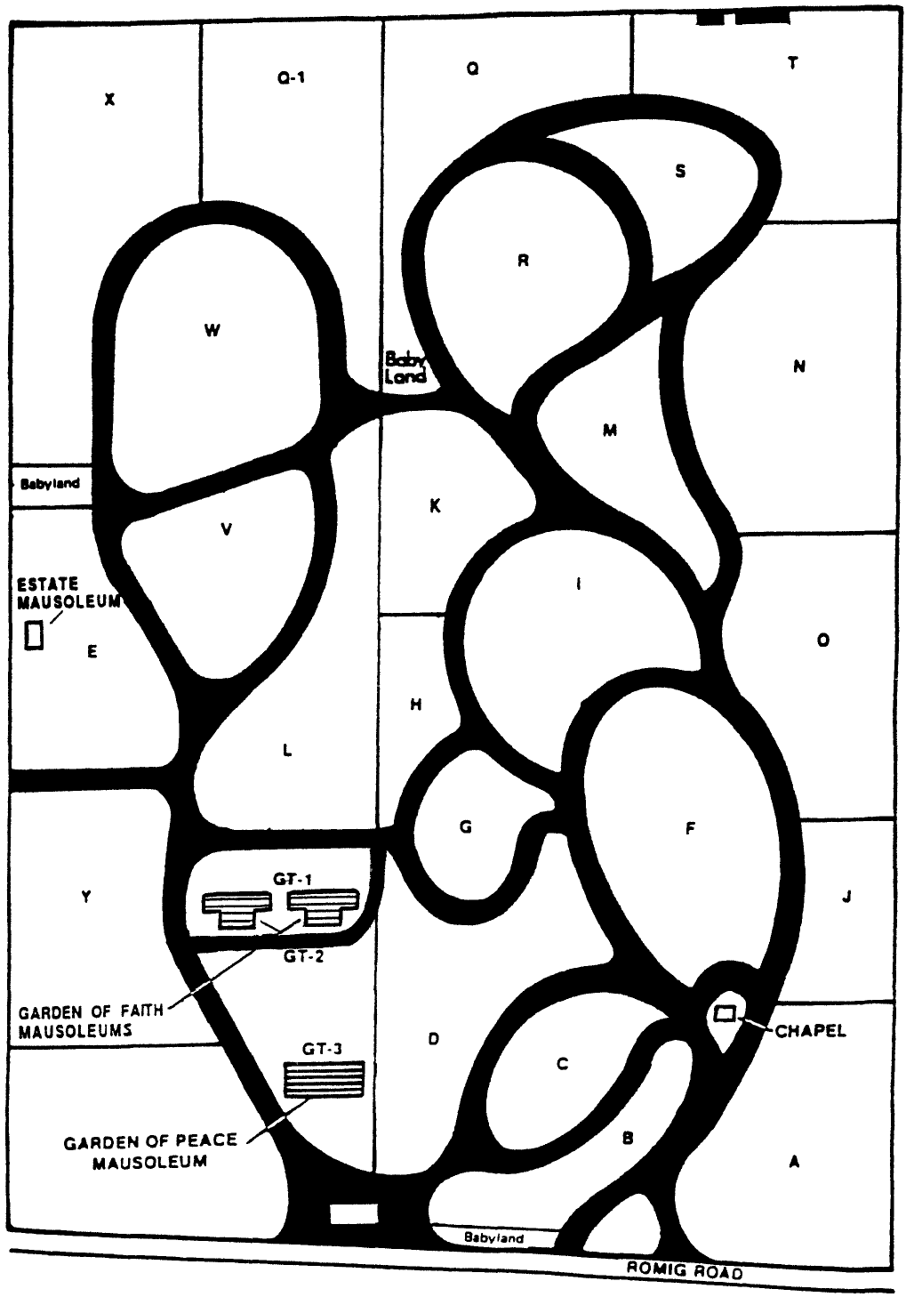 Map of the cemetery grounds